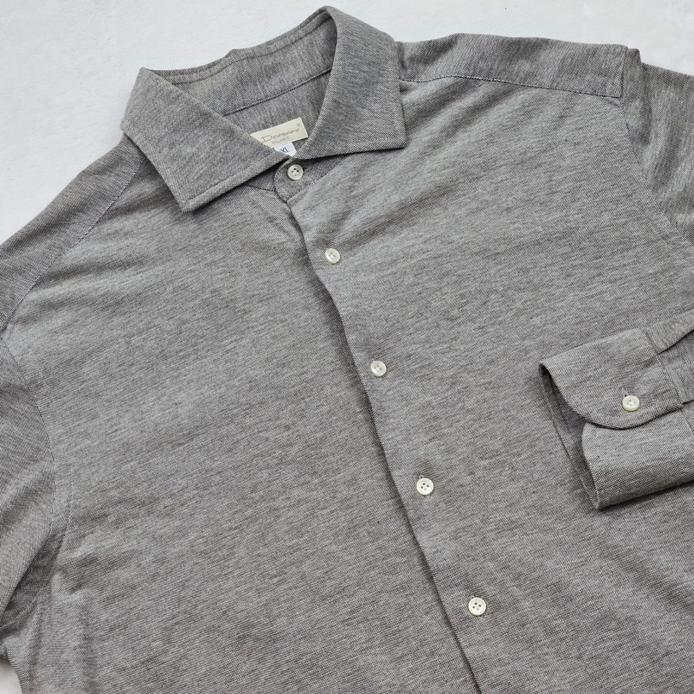 Doriani Milano Button Up Mens XL Grey Cotton Jersey Knit Italian Luxury Business
